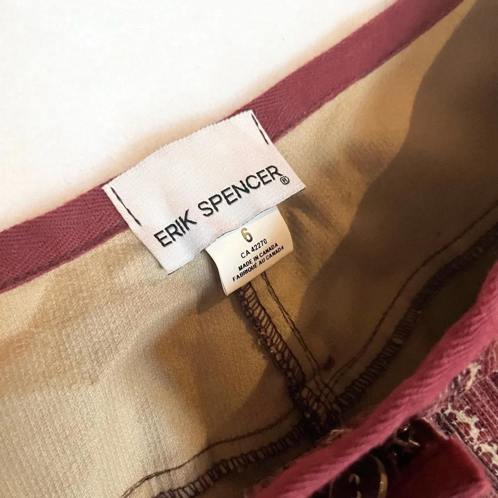Vintage 90s Erik Spencer Size 6 Corduroy Flare Burgundy Brown Pants